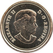 25 Cents - Elizabeth II Canadian Flag; colored obverse image