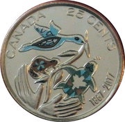 25 Cents - Elizabeth II Hope for a Green Future; colored, Canada, 2017 reverse image