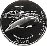 50 Cents - Elizabeth II Blue Whale, Canada, 1998 reverse image