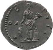 Denarius - Antoninus Pius COS IIII; Pietas, Rome, 150-151 reverse image