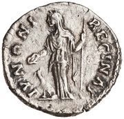 Denarius - Faustina the Younger IVNONI REGINAE; Juno, Rome, 161-175 reverse image