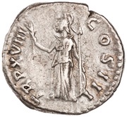 Denarius - Marcus Aurelius TR P XVIII COS III; Minerva, Rome, 163-164 reverse image