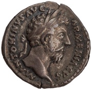 Denarius - Marcus Aurelius P M TR P XIX IMP III COS III; Annona obverse image