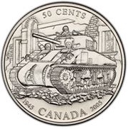 50 Cents - Elizabeth II WWII - Battle of Sicily, Canada, 2005 reverse image