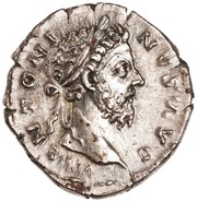 Denarius - Marcus Aurelius COS III P P; Mars obverse image