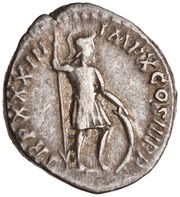 Denarius - Marcus Aurelius TR P XXXIII IMP X COS III P P; Mars, Rome, 179 reverse image