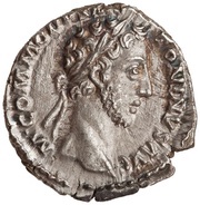 Denarius - Commodus TR P VI IMP IIII COS III P P; Pax obverse image