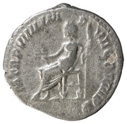 Denarius - Commodus P M TR P VIIII IMP VII COS IIII P P; Jupiter, Rome, 184 reverse image