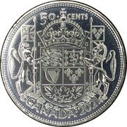 50 Cents In the name of George VI; Canada's Coat of Arms, Canada, 2021 reverse image