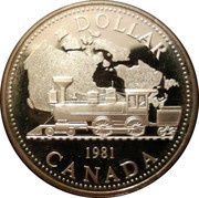 1 Dollar - Elizabeth II Trans-Canada Railway, Canada, 1981 reverse image