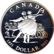 1 Dollar - Elizabeth II Canadian Ballet, Canada, 2001 reverse image