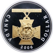1 Dollar - Elizabeth II Victoria Cross; gold plated, Canada, 2006 reverse image