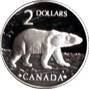 2 Dollars - Elizabeth II Polar Bear; Silver, Canada, 2004 reverse image