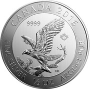 2 Dollars - Elizabeth II Bald Eagle; ½ oz. Silver Bullion Coinage, Canada, 2016 reverse image