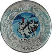 3 Dollars - Elizabeth II Dogsledding, Canada, 2019 reverse image