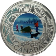 3 Dollars - Elizabeth II Christmas tree, Canada, 2019 reverse image