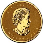 5 Dollars - Elizabeth II Incused GML fractionnal set; 1⁄10 oz obverse image