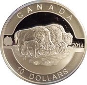 10 Dollars - Elizabeth II Bison, Canada, 2014 reverse image