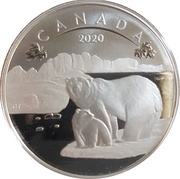 10 Dollars - Elizabeth II Polar Bears, Canada, 2020 reverse image