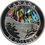 20 Dollars - Elizabeth II Northern Lights, Canada, 2004 reverse image