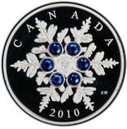 20 Dollars - Elizabeth II Blue Crystal Snowflake, Canada, 2010 reverse image