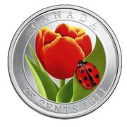 20 Dollars - Elizabeth II Tulip and Ladybug, Canada, 2011 reverse image