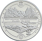 20 Dollars - Elizabeth II Mount Fuji and Canadian Rockies, Canada, 2015 reverse image