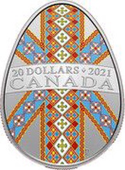 20 Dollars - Elizabeth II Traditional Ukrainian Pysanka, Canada, 2021 reverse image
