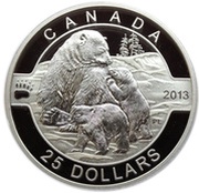 25 Dollars - Elizabeth II The Polar Bear, Canada, 2013 reverse image