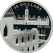50 Dollars - Elizabeth II Parliament buildings, Canada, 2009 reverse image