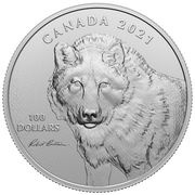 100 Dollars - Elizabeth II Wolf Sketch, Canada, 2021 reverse image