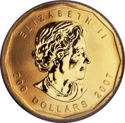 200 Dollars - Elizabeth II Maple leaf 99999; Test obverse image