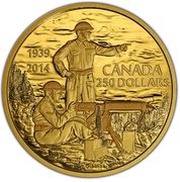 250 Dollars - Elizabeth II Machine Gunner in Training, Canada, 2014 reverse image