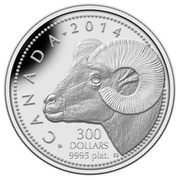300 Dollars - Elizabeth II Rocky Mountain Bighorn Sheep, Canada, 2014 reverse image