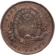 1 Penny - Montréal Bank Token reverse image