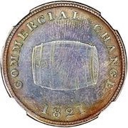 ½ Penny Sloop Token - Commercial Change, Cask, Canada, 1821 reverse image