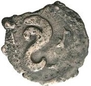 Unknown Æ - Chardmish Bust facing left; tamgha with double hook, Central Asia and Caucasia, 601-725 reverse image
