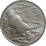20 Cents - Elizabeth II 6th Portrait - Wind Up Platypus, Australia, 2021-2023 reverse image