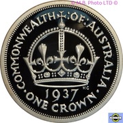 50 Cents - Elizabeth II 4th Portrait - Masterpiece in Silver - 1937 Crown, Australia, 1998 reverse image