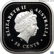 50 Cents - Elizabeth II 4th Portrait - Australian Square Kookaburra obverse image