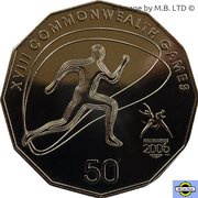 50 Cents - Elizabeth II 4th Portrait - XVIII Commonwealth Games Athletics, Australia, 2006 reverse image