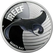 50 Cents - Elizabeth II 4th Portrait - Manta Ray, Australia, 2012 reverse image