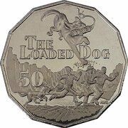50 Cents - Elizabeth II 6th Portrait - Henry Lawson - The Loaded Dog reverse image