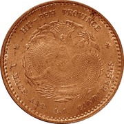 20 Fen - Guangxu Pattern; copper, China, 1895 reverse image
