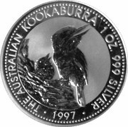1 Dollar - Elizabeth II 3rd Portrait - Australian Kookaburra, Australia, 1996-1997 reverse image