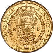 8 Escudos - Carlos IV portrait of Carlos III reverse image