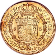 8 Escudos - Fernando VII portrait of Carlos IV reverse image