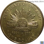1 Dollar - Elizabeth II 4th Portrait - Army Anniversary reverse image