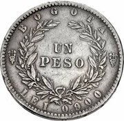 1 Peso, Colombia, 1861 reverse image