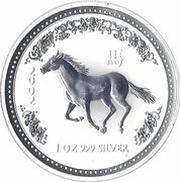 1 Dollar - Elizabeth II 4th Portrait - Year of the Horse - Silver Bullion Coin reverse image